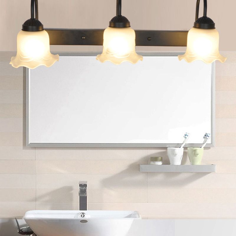 Flower White Glass Flush Mount Wall Sconce Modern Style Multi Lights Vanity Mirror Lights