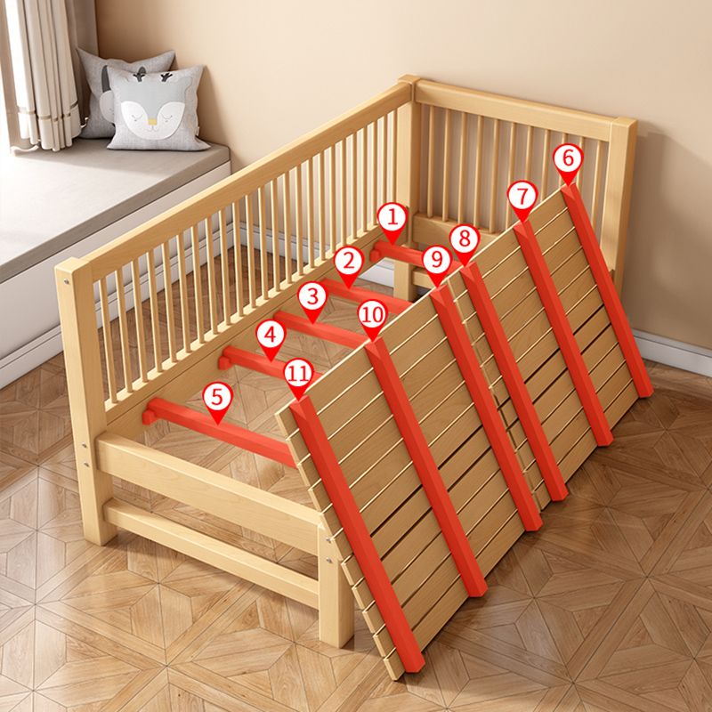 Solid Wood Nursery Bed 39.4" High Natural Convertible Baby Crib