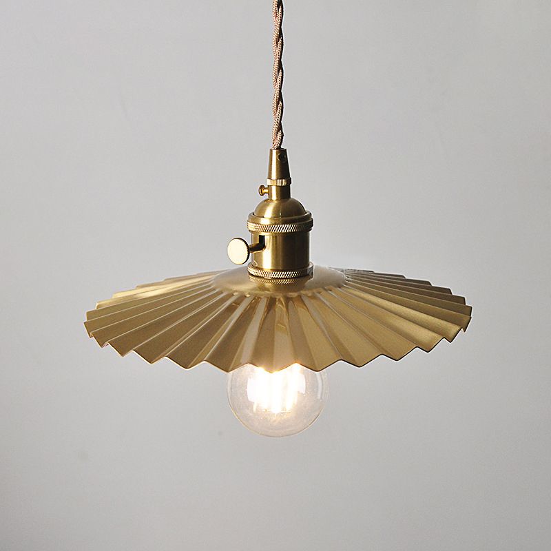 Brass Shaded Suspension Pendant Lamp Industrial Metal 1 Head Study Room Hanging Light