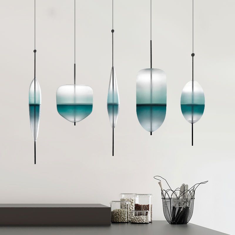 1 Light Geometric Hanging Ceiling Light Modern Style Glass Hanging Lamps