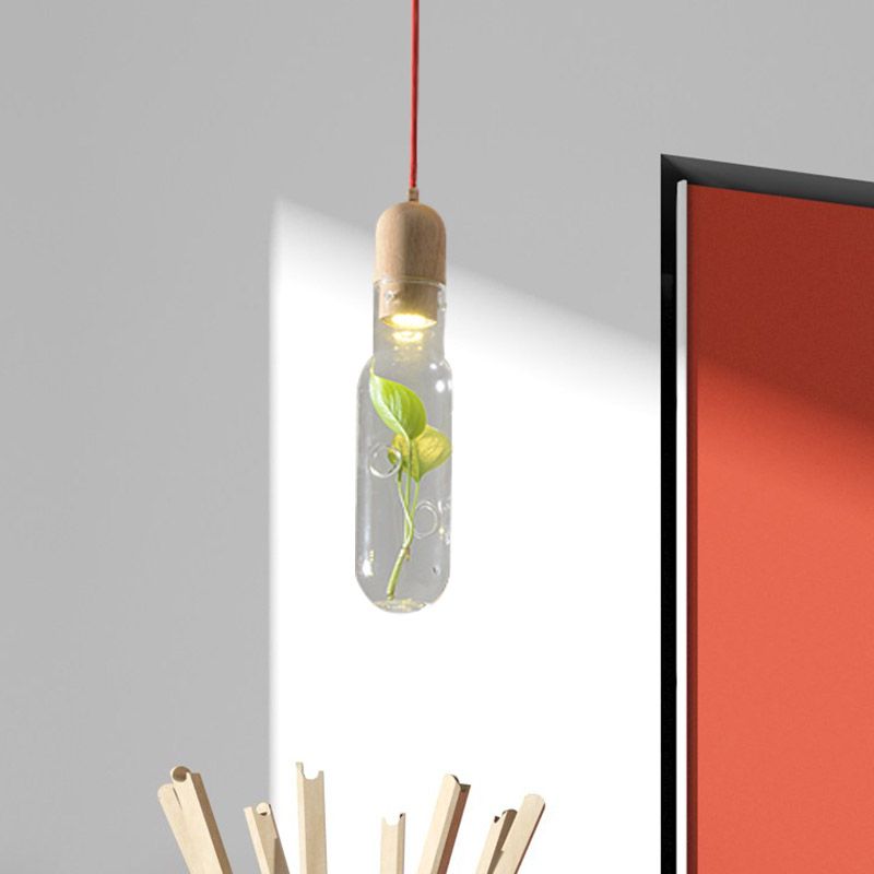 Beige fles hangende lamp antiek helder glas 1 lamp restaurant LED -ophanging hanger