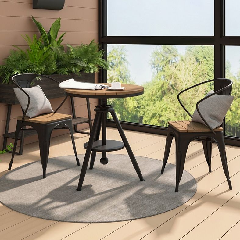 Contemporary Patio Table Lift Round Metal Brown Bistro Table