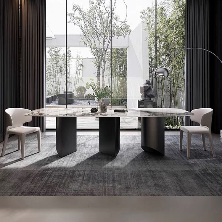 Designer Style 1/3/4/5/6 Pieces Dining Set Sintered Stone Dining Table with Leather Chairs