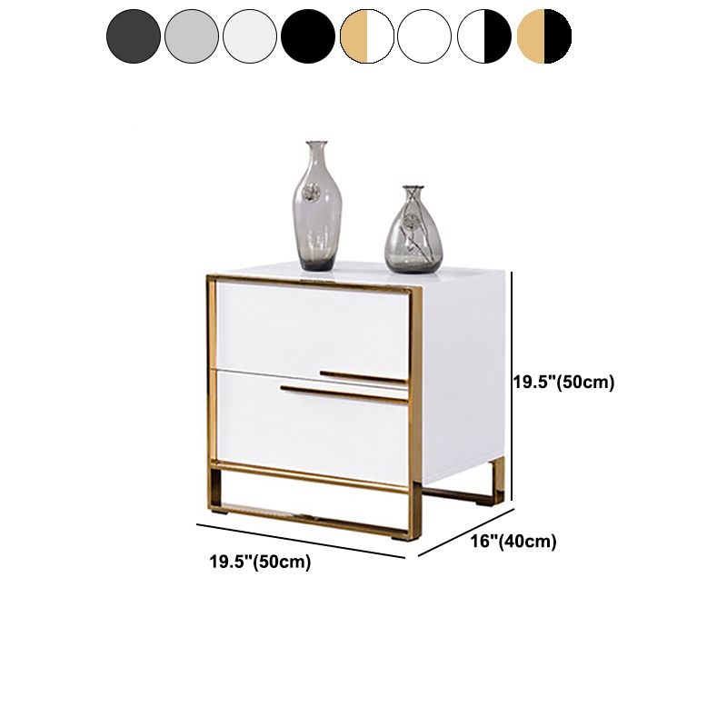 20'' Tall Accent Table Nightstand 2-Drawer Solid Wood Glam Nightstand with Legs