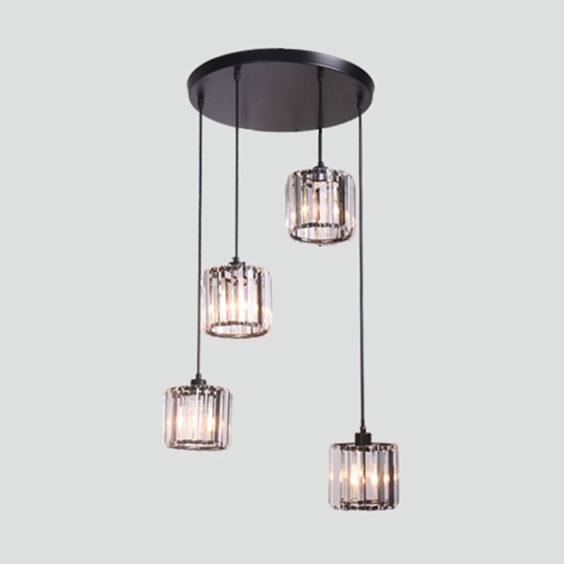 Geometrical Shade Staircase Suspension Light Glass Contemporary Multi Light Pendant