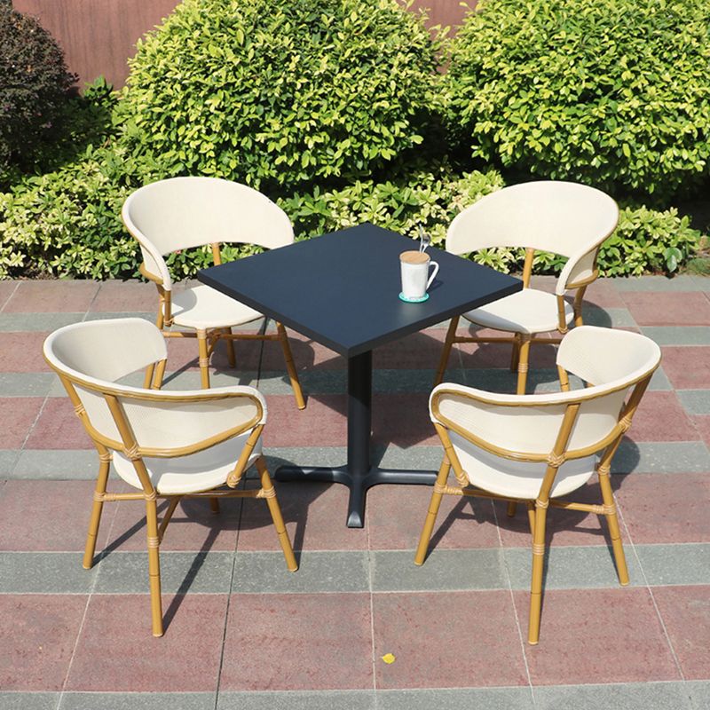 Modern Patio Dining Side Chair Metal Outdoor Bistro Chairs with Arm