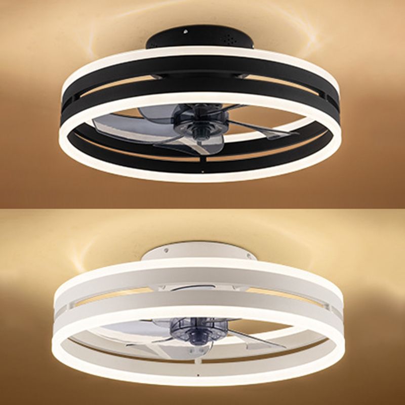 Acrylic Loop Shaped Fan Lamp Simplicity LED Semi Flush Mount Ceiling Light Fixture for Bedroom