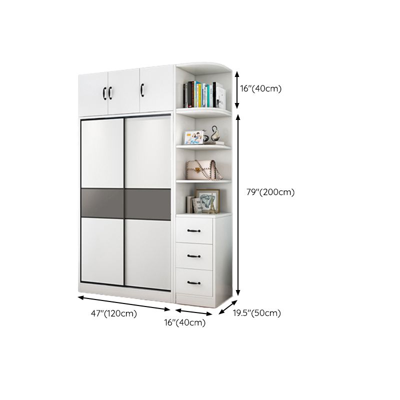 Modern Closet with Shelves Wooden High Gloss Coat Locker in White