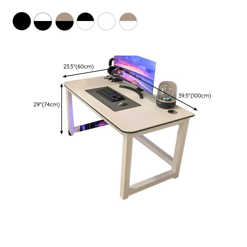 29.13" H Contemporary Gaming Desk Antique Finish Computer Desk with Metal Legs