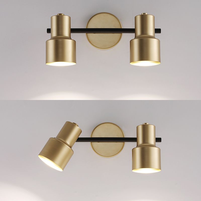 Luz de pared LED de oro en el estilo moderno conciso de hierro forjado aplastador de pared rotatable para el baño