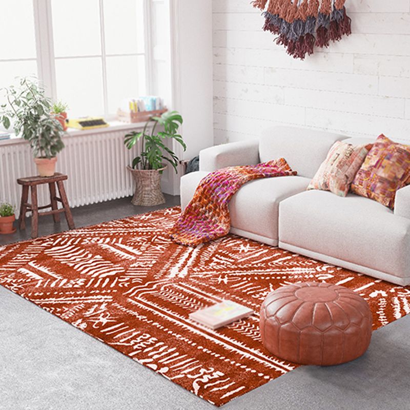 Alfombra de alfombra vintage roja de poliéster alfombra tribal alfombra de respaldo antideslizante lavable para mascotas para decoración