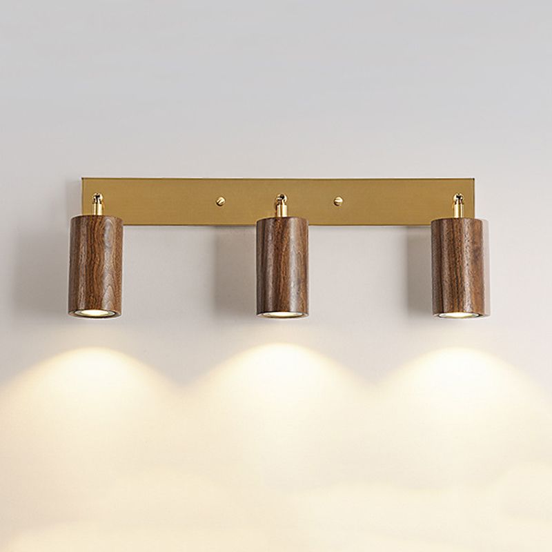 Modern Style Cylinder Vanity Lighting Fixtures Wood Multi Lights Vanity Wall Sconce