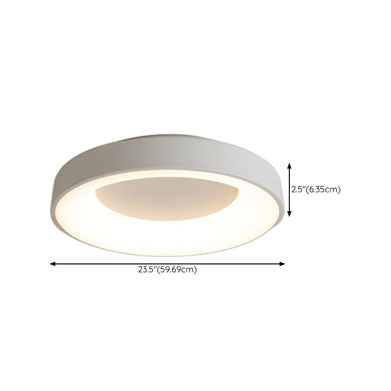 White Ceiling Light Fixture Minimalism Flush Mount with Metal for Bedroom