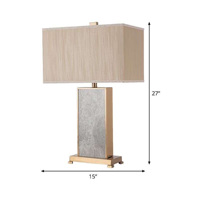 Éclairage de table en pierre rectangulaire Post-moderne 1 lampe de cheminée en tissu gris clair pour le salon