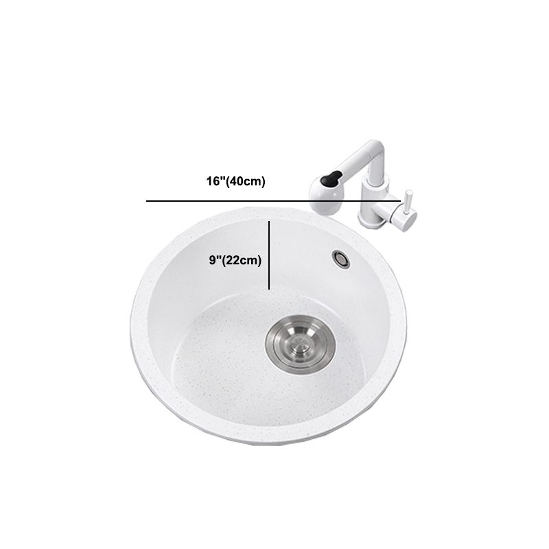 White 9" H Sink Single Bowl Drop-In Kitchen Sink with Soundproofing