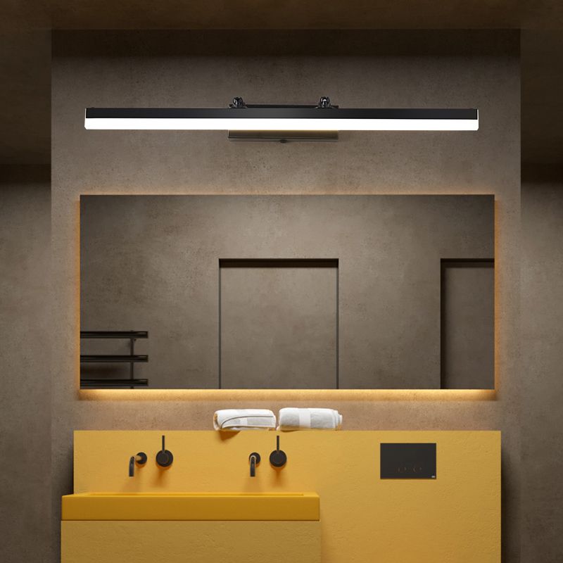 Moderner minimalistischer Stil Linear LED Badezimmer Eitelkeitsleuchten Acryl Waschtisch Wandleuchten im schwarzen Finish