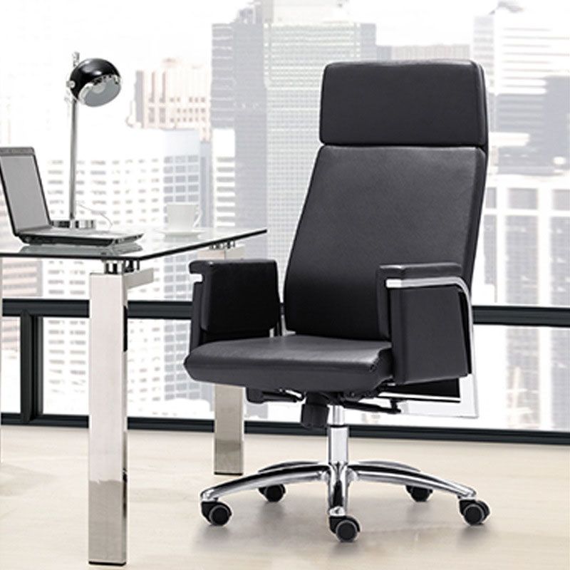 Modern Computer Chair Fixed Arms Chair High Back Leather Management Office Chair