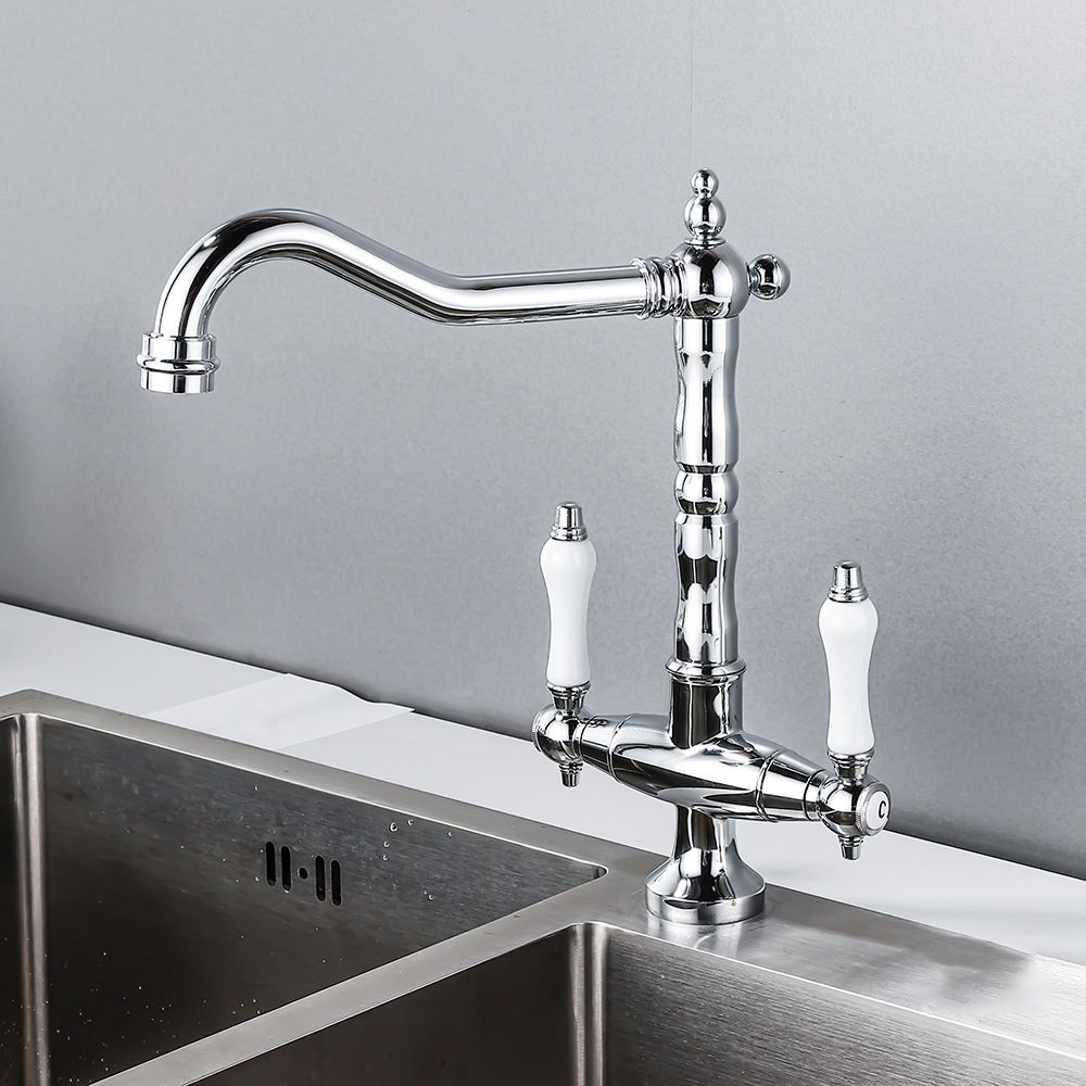 Traditional Kitchen Bar Faucet Double Handle High Arch No Sensor Bar Faucet