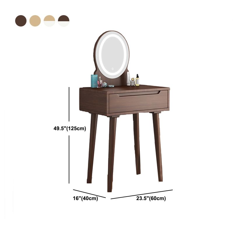 29.5" Height Wood Vanity Makeup Table Set Vanity Stool with Drawer for Bedroom