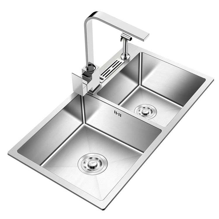 Modern Style Kitchen Sink Stainless Steel Drop-In Kitchen Double Sink