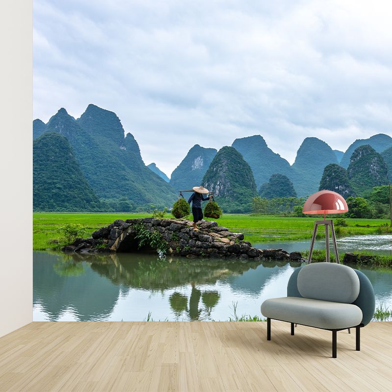 Stain Resistant Wall Mural Living Room Environmental Mountain Photography Wallpaper