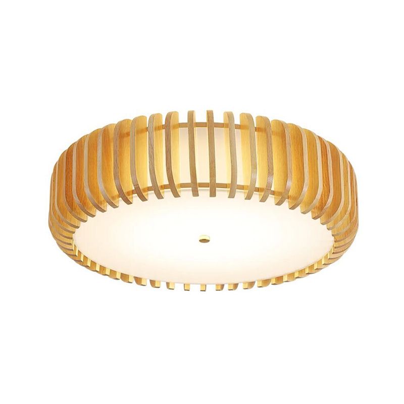 Japanese Style Wooden Ceiling Light Round Shape Ceiling Lamp for Bedroom