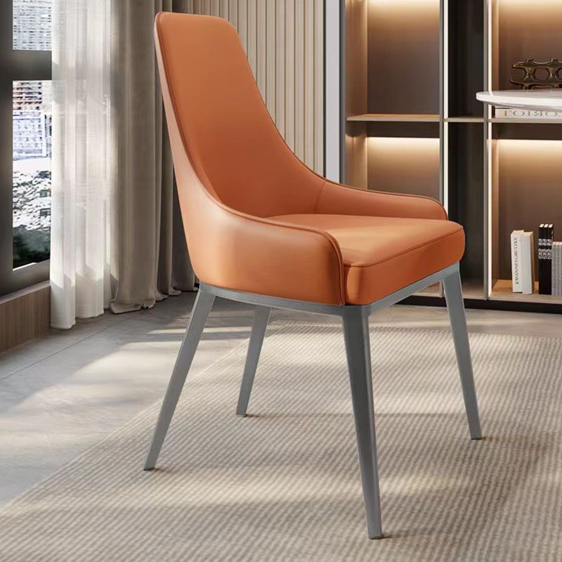 Glam Steel Dining Chair Parsons Chair in Matte Finish for Indoor