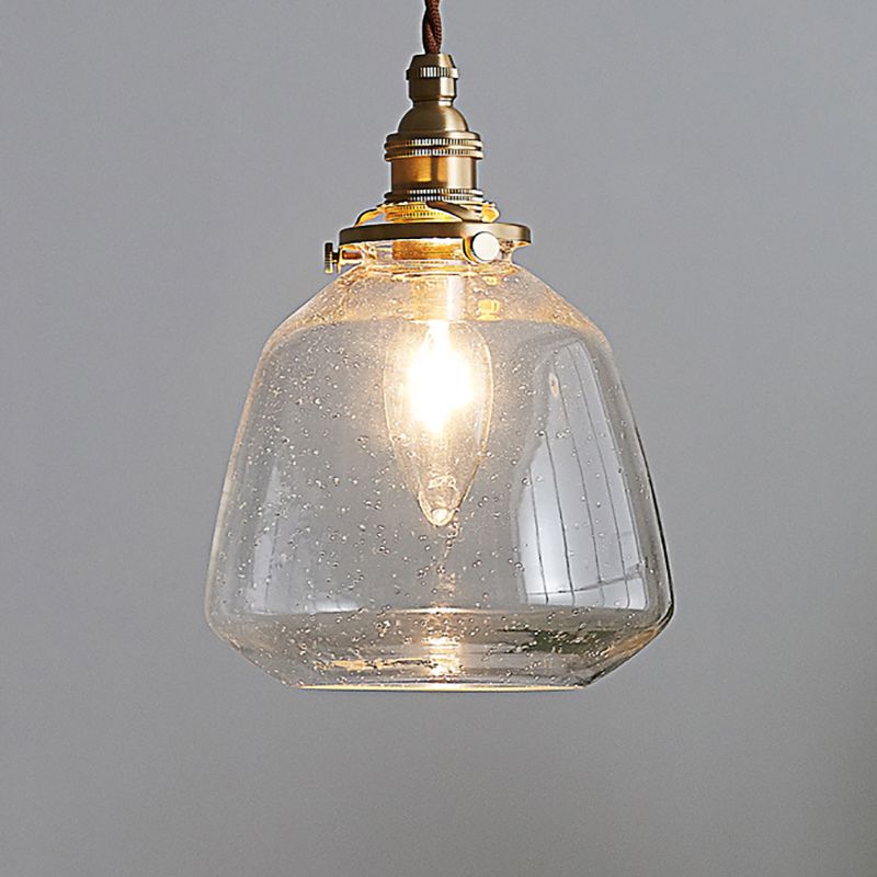 Luminaire pendentif de nuance de verre effilé à la lumière de style industriel en laiton