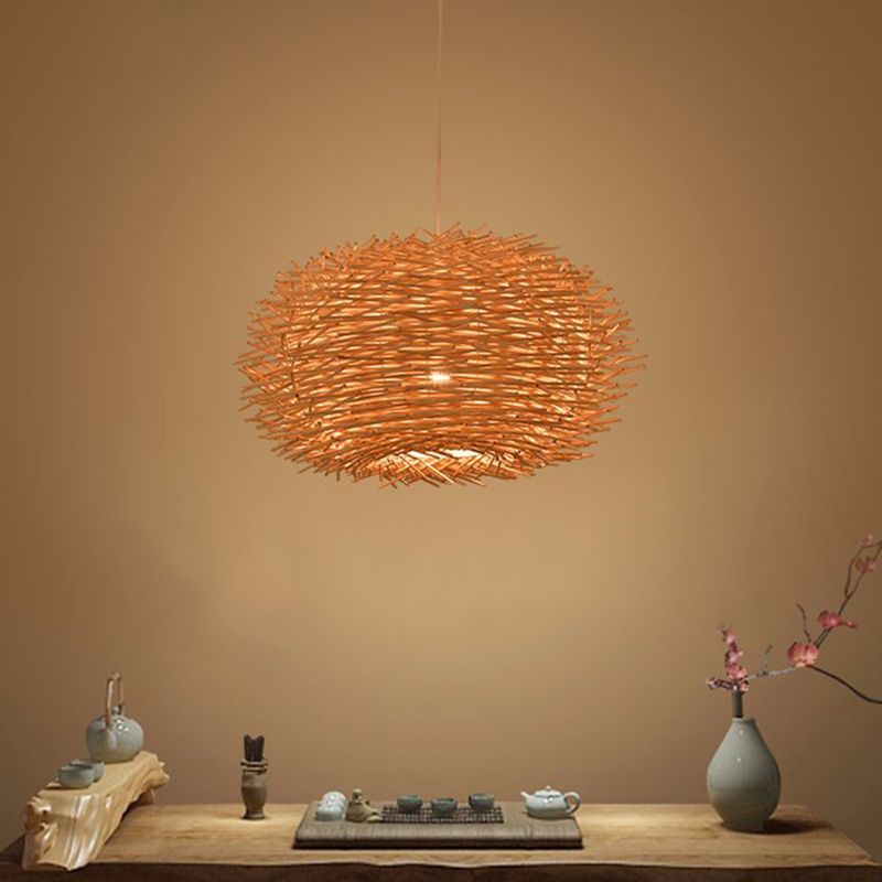 Bird's Nest Creative Creative Hanging Light Style Asian Stile Simplicità Bamboo Se in terapia con un filo sospeso da 39,3 "