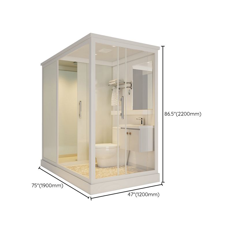 Framed Tempered Glass Shower Kit Included Framed Shower Stall in White without Toilet