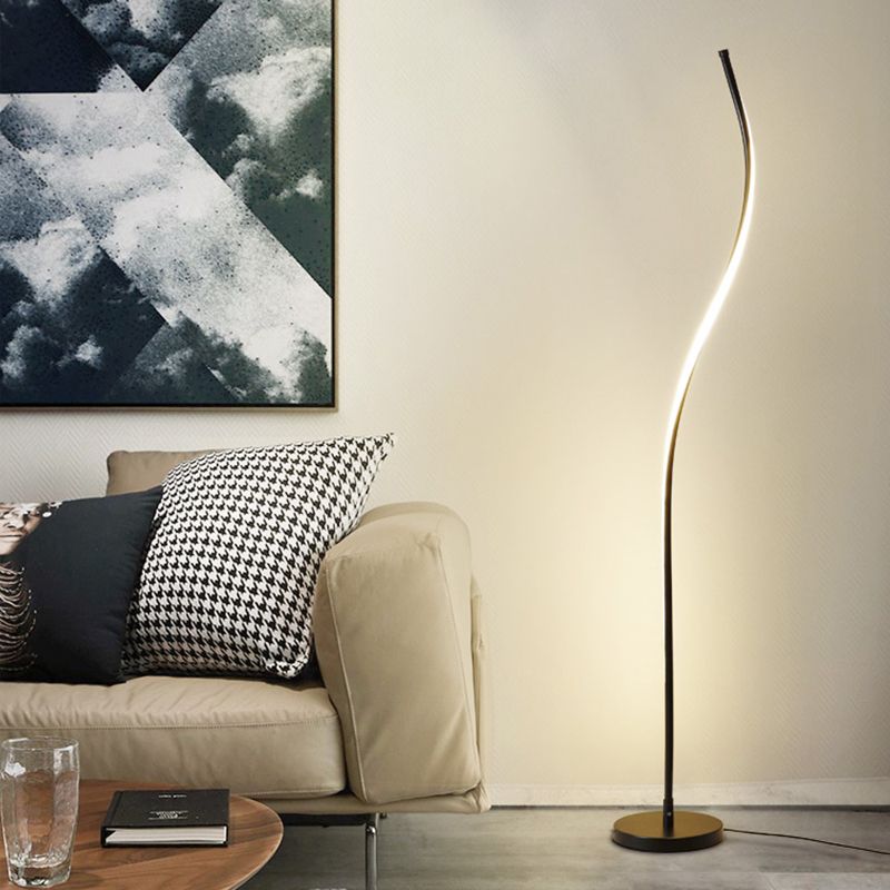 Linear Shape Metal Floor Lights Modern Style 1-Light Floor Lamp