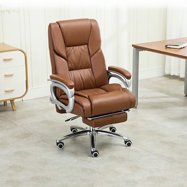 High Back Executive Desk Chair with Padded Arms Silver Metal Base Contemporary Task Chair