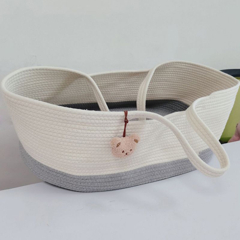 Upholstered Oval Crib Cradle Folding Moses Basket for Newborn