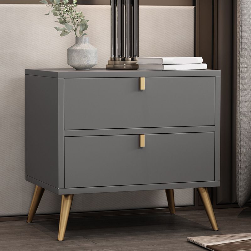 Contemporary Wood Accent Table Nightstand 21.65" Tall Bed Nightstand with 2 Drawers