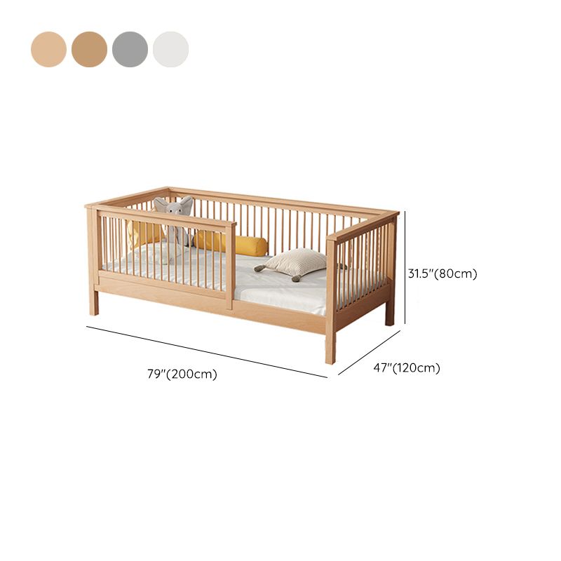 Modern Solid Wood Baby Crib Beech Nursery Bed with Guardrail