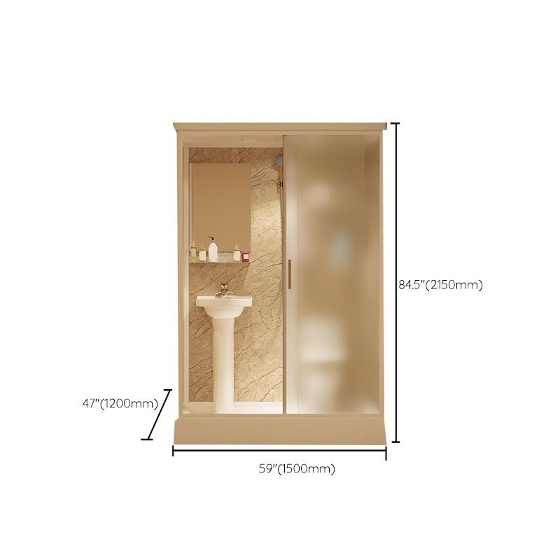 Contemporary Shower Stall Frosted Rectangle Framed Shower Stall with Ceiling