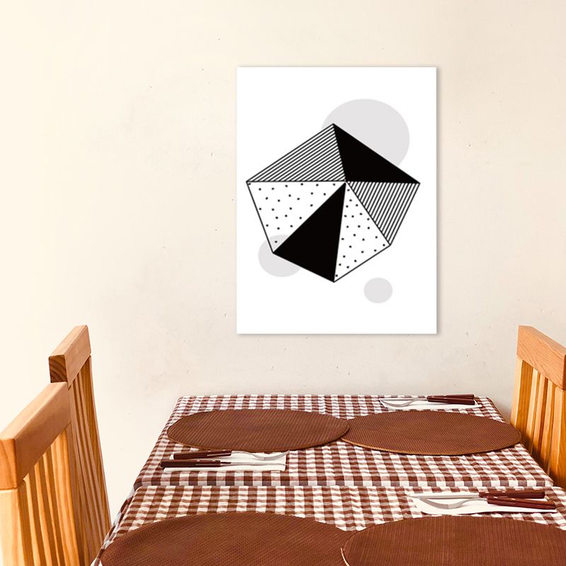 Hexagon Pattern Wall Art Decor Scandinavian Style Geometric Canvas Print in Black