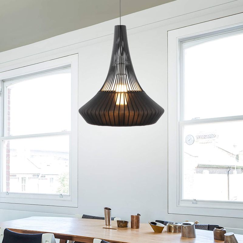 Cone Shade Pendant Light Modern Style Fabric 1 clair noir / rose / bleu Lumière suspendue pour le salon