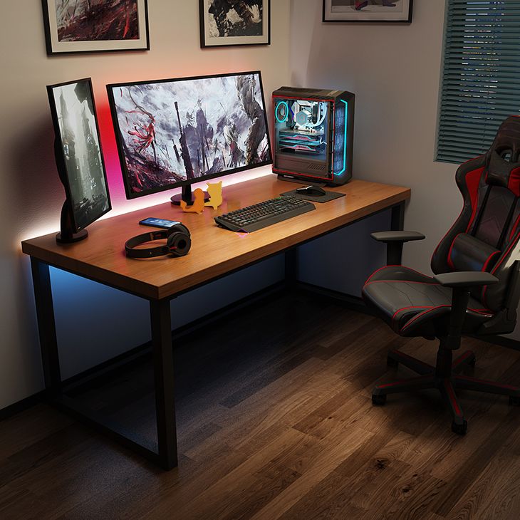 Rectangular Shaped Computer Desk Brown Writing Desk for Home