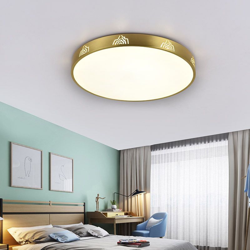 Modern Flush Light Circle Ceiling Lighting with Brass for Bedroom