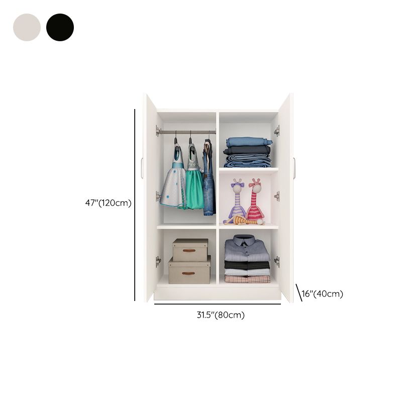 Manufactured Wood Kid's Wardrobe Modern Style Shelved Wardrobe Closet with 2 Doors