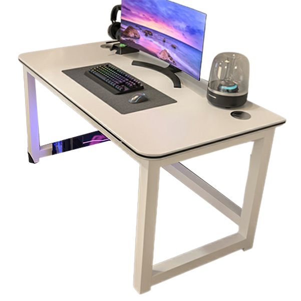 29.13" H Contemporary Gaming Desk Antique Finish Computer Desk with Metal Legs