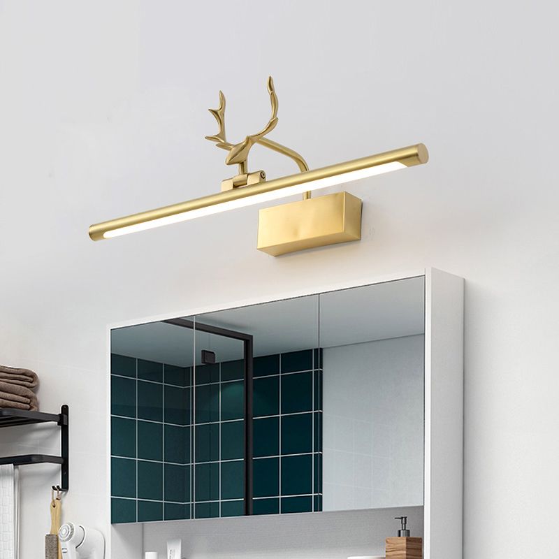 Mid-Century Luxury Style Linear Wall Mounted Vanity Lights Metal Vanity Lighting Fixtures with Antlers