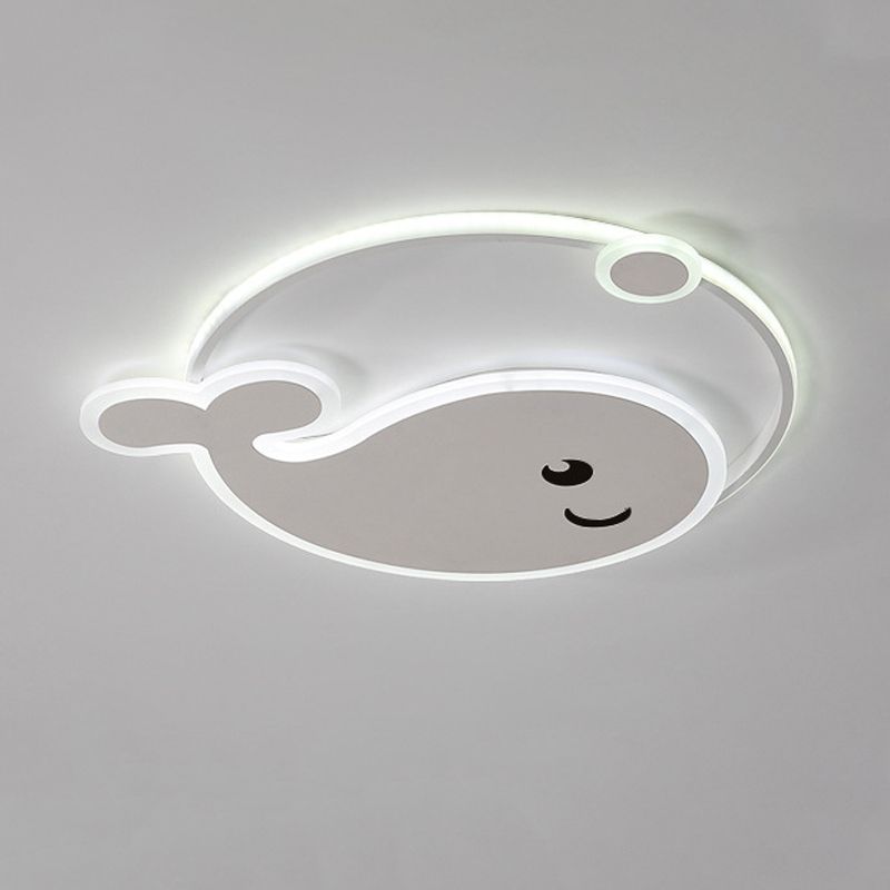 Whale Shape Flush Light Modern Style Metal 2 Light Flush Mount for Bedroom