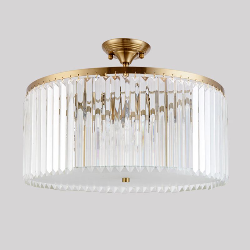 Crystal Geometric Shape Flush Mount Light Modern Multi Lights Flush Ceiling Light in Gold