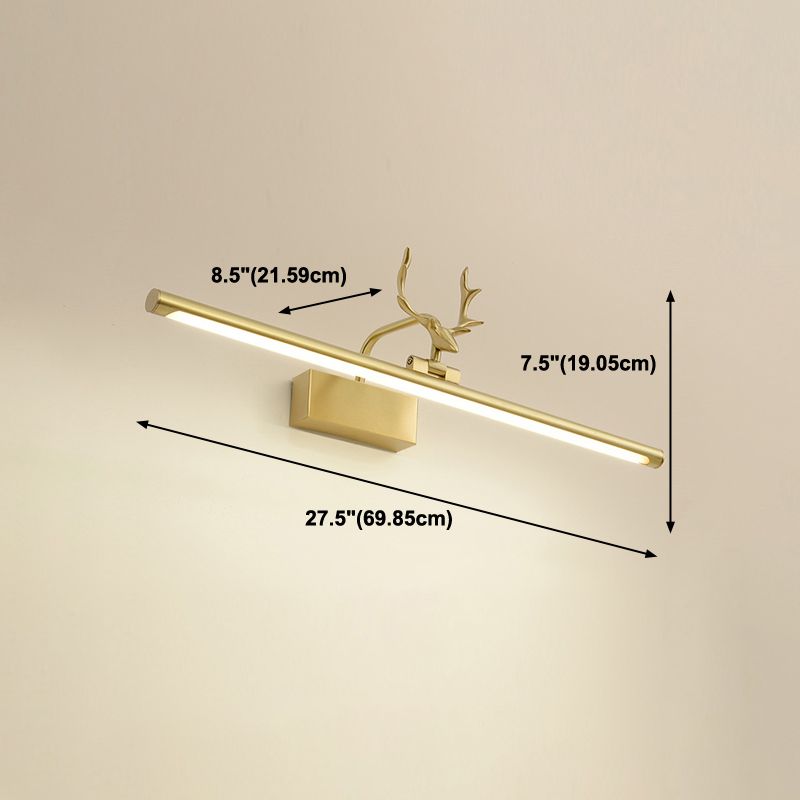 Linear Shade Metal Wall Sconce Modern Single Light Mirror Wall Mount Light in Brass