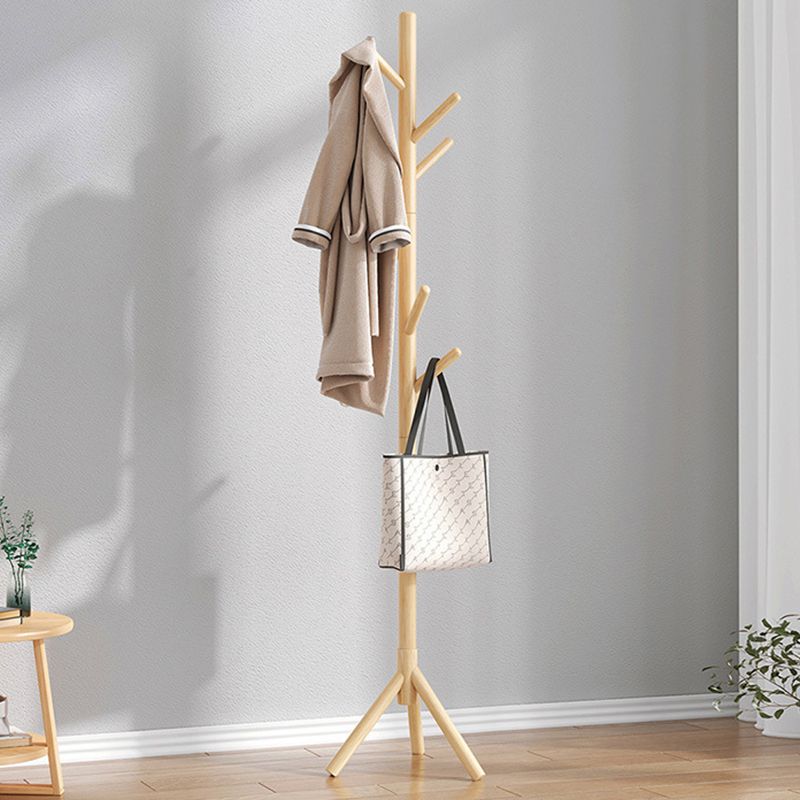 Hall Tree Modern Hooks Free Standing Solid Wood in Bedroom Coat Hanger