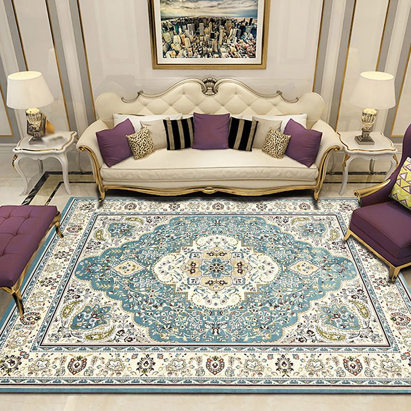 Mid-Century Moroccan Tile Rug Polyester Carpet Stain Resistant Indoor Carpet for Living Room