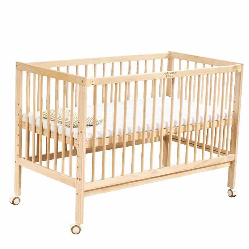 Modern Wood with Guardrail with Adjustable Height Nursery Crib