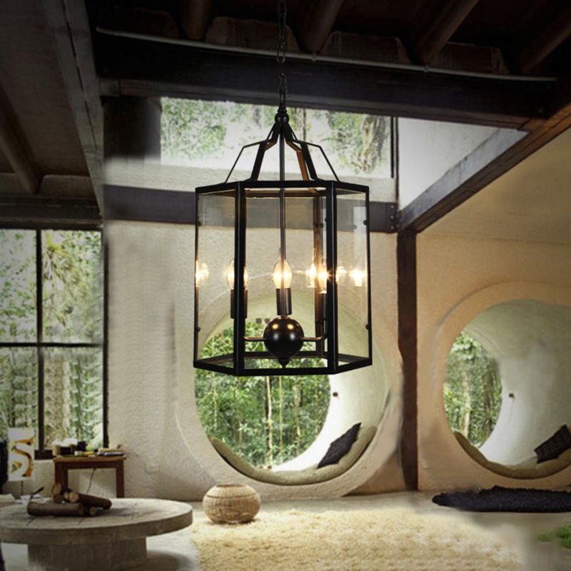 Candle Ceiling Hanging Light Fixture with Glass Shade for Dining Room Living Room